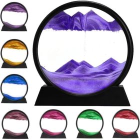 3D Dynamic Sand Art Liquid Motion, Moving Sand Art Picture Round Glass 3D Deep Sea Sandscape In Motion Display Flowing Sand Painting Relaxing Des (Option: black)