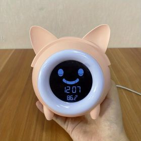 1pc Sleep Training Clock with Night Light, Sound Machine, Nap Timer, Snooze, Indoor Temperature (Color: pink)