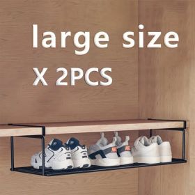 "Luxury Stackable Shoe Display - Adjustable Width with Storage Basket Included" (Capacity: black large size*2)